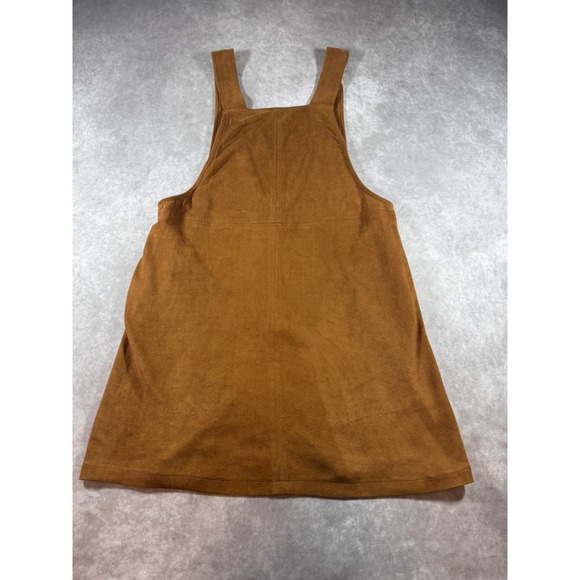 EVIE Dresses & Skirts - Evie Brown Faux Suede Pinafore Dress Size 8 Pockets Back Zip Overall Mini Dress